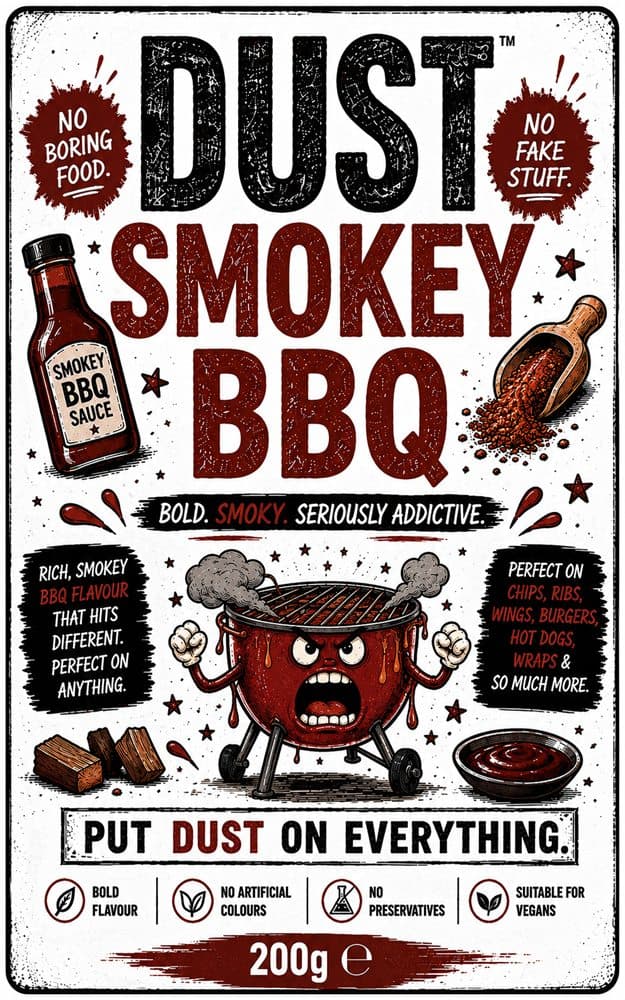 Front label of DUST Smoky BBQ
