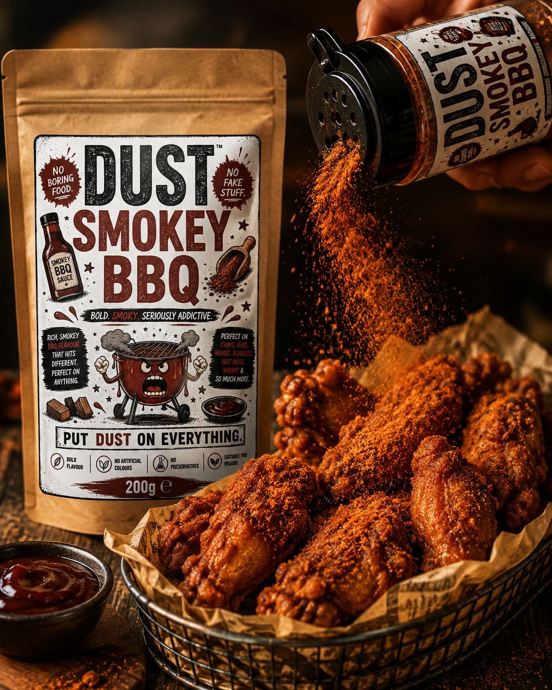 Fried chicken dusted with DUST seasoning