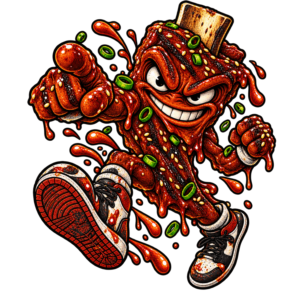 DUST Korean BBQ mascot illustration