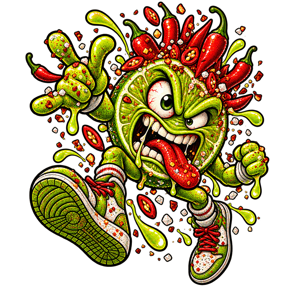 DUST Salted Chilli Lime mascot illustration