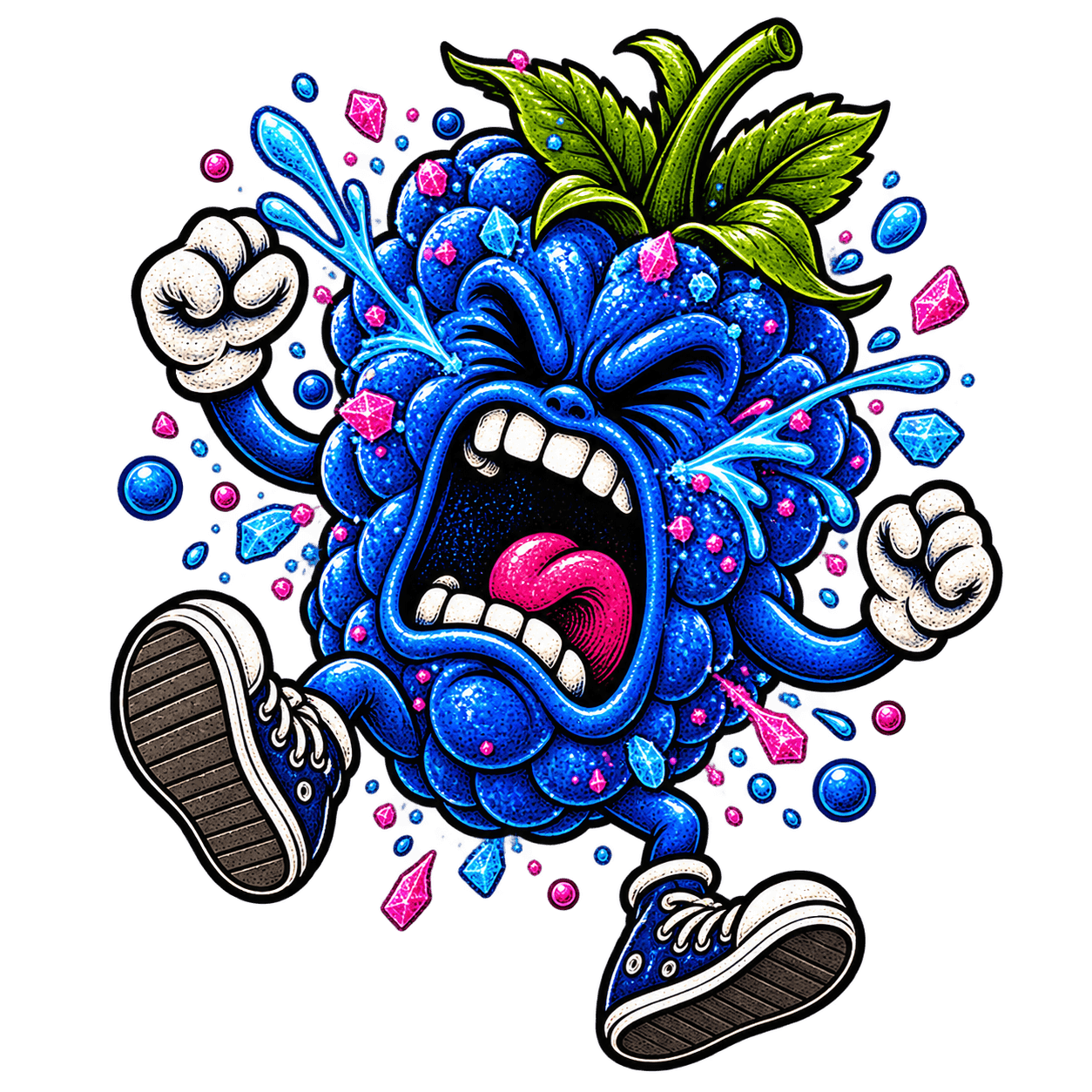 DUST Blue Raspberry Sour Pop mascot illustration
