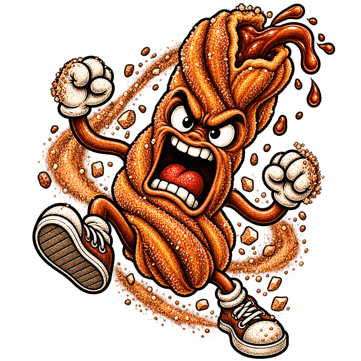 DUST Cinnamon Sugar Churro mascot illustration