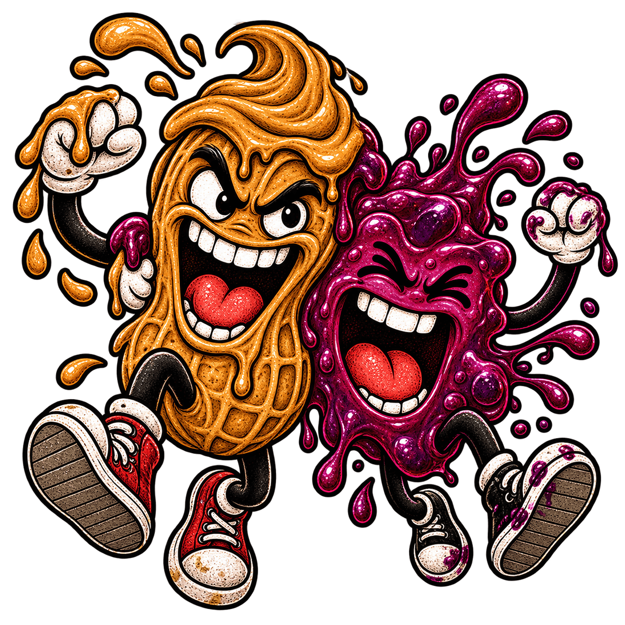 DUST Peanut Butter & Jelly mascot illustration