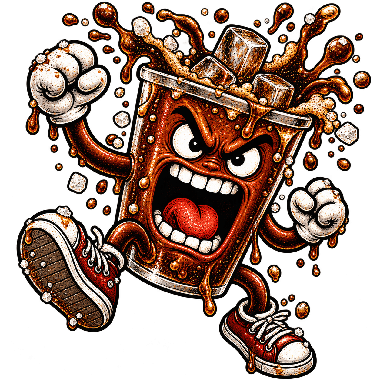 DUST Salted Cola Fizz mascot illustration
