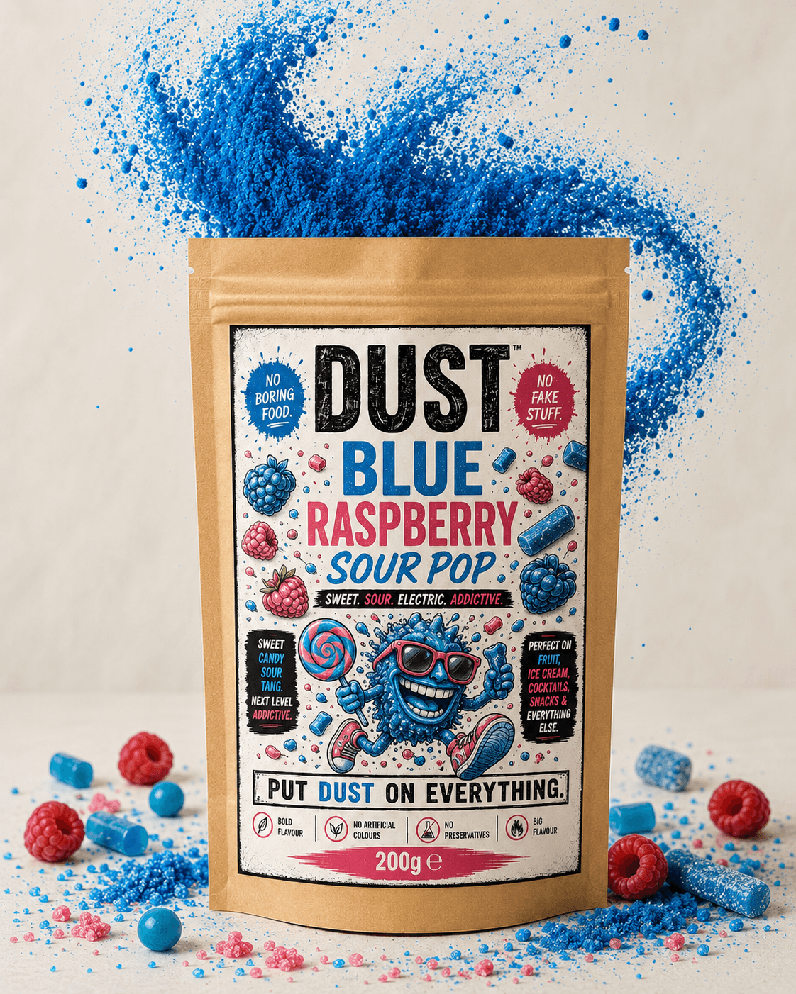 DUST Blue Raspberry Sour Pop pouch