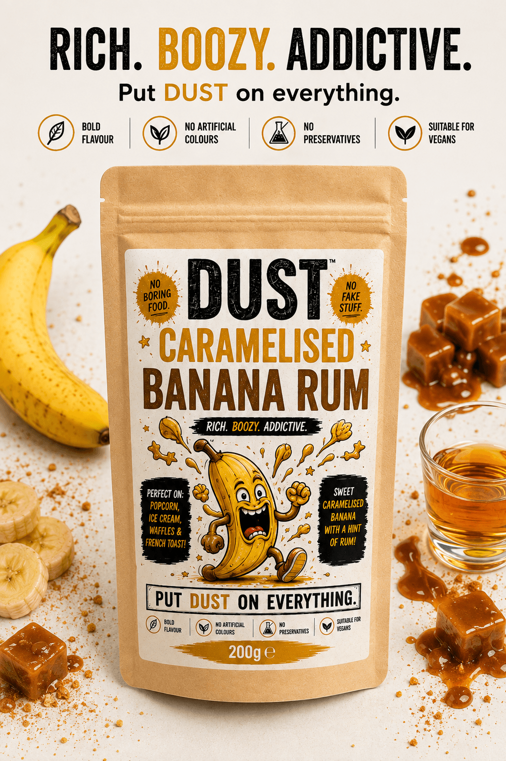 DUST Caramelised Banana Rum flavour campaign