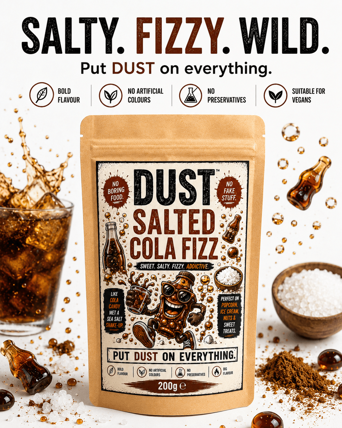 DUST Salted Cola Fizz flavour campaign